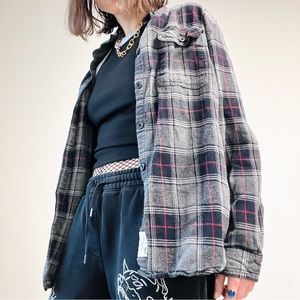 red, gray & black classic lumberjack plaid flannel button up shirt